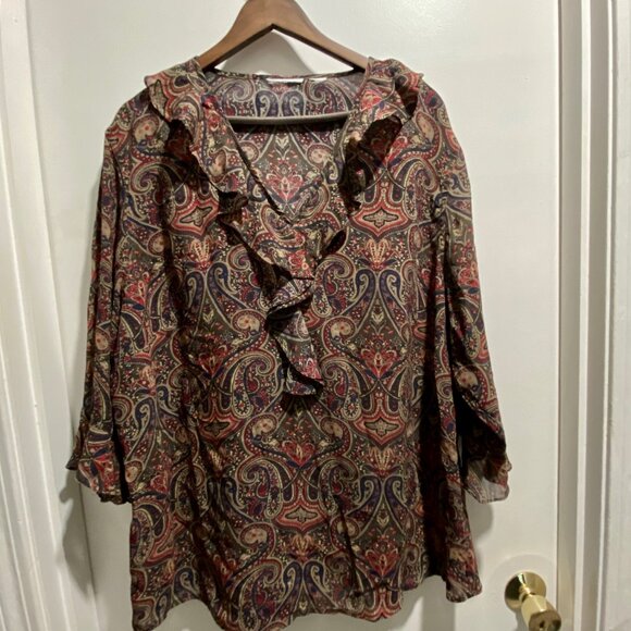 Gypsy Whimsigoth Fairy Artsy Boho Sheer Ruffles Dark Academia Top Blouse 2XL - Picture 2 of 4